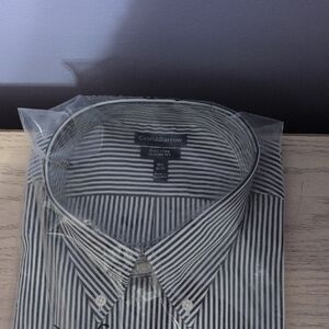Croft & Barrow Black and White Dress Shirt with Pinstripes